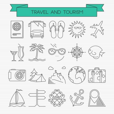 Icons set hattı seyahat ve Turizm