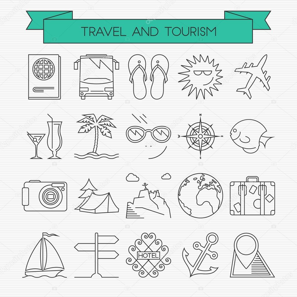 Travel and tourism line icons set