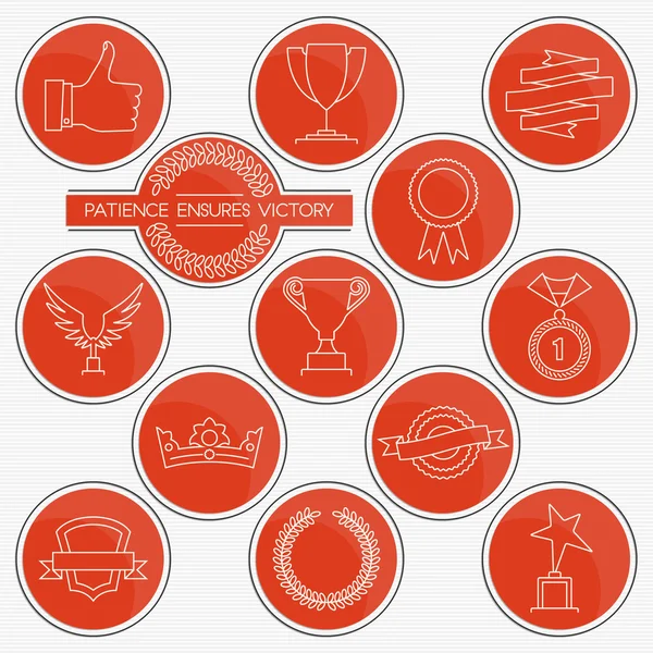 Trophées et récompenses ligne ronde icônes ensemble — Image vectorielle