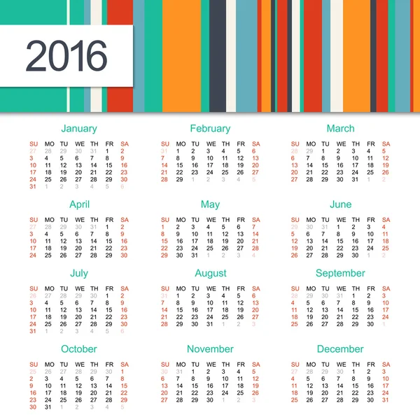 Kalendern 2016 design — Stock vektor