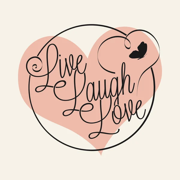 Leven liefde lachen hand belettering — Stockvector