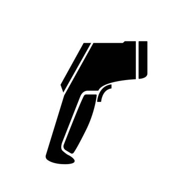 Termometre Görüntüleme Siyah Simgesi, Vektör İllüzyonu, Beyaz Arkaplan Etiketinde İzole Edilmiş. EPS10 