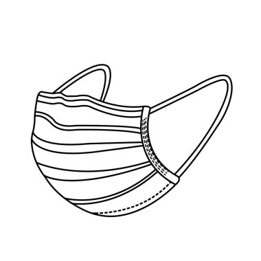 Yüz Maskesi Siyah Simgesi, Vektör İllüzyonu, Beyaz Arkaplan Etiketinde İzole Edilmiş. EPS10 