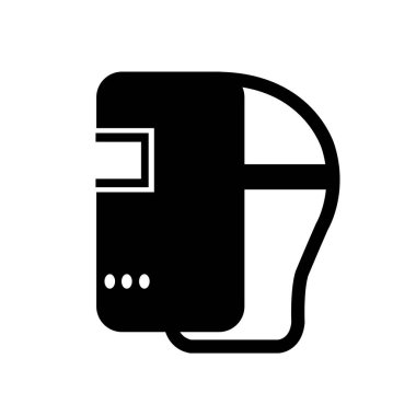 Kaynak Maskesi Siyah Simgesi, Vektör İllüzyonu, Beyaz Arkaplan Etiketinde İzole Edilmiş. EPS10 