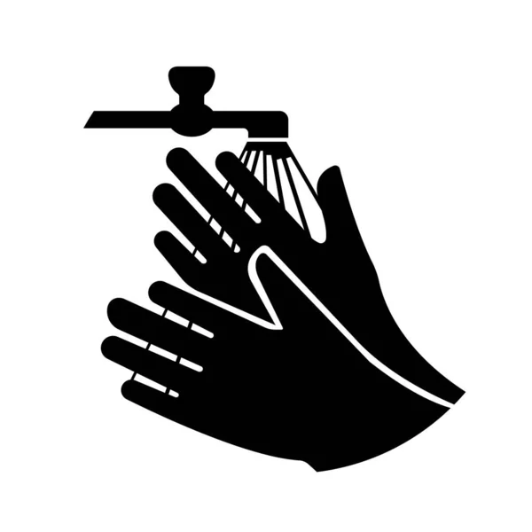 Πλύνετε Χέρι Σας Παρακαλώ Μαύρο Εικονίδιο Διανυσματική Απεικόνιση Απομονώνονται Λευκό — Διανυσματικό Αρχείο