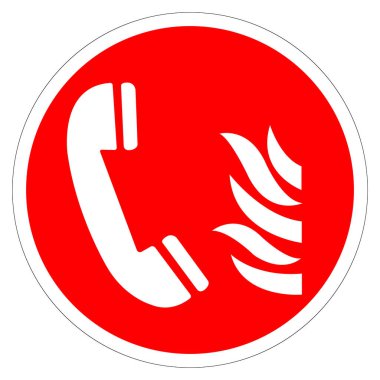 Yangın Acil Telefon Sembol İşareti, Vektör İllüzyonu, Beyaz Arkaplan Etiketi İzole Et. EPS10 