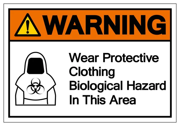 Figyelmeztetés Védőruházat Biológiai Veszély Szimbólum Vektor Illusztráció Izolált Fehér Háttér — Stock Vector