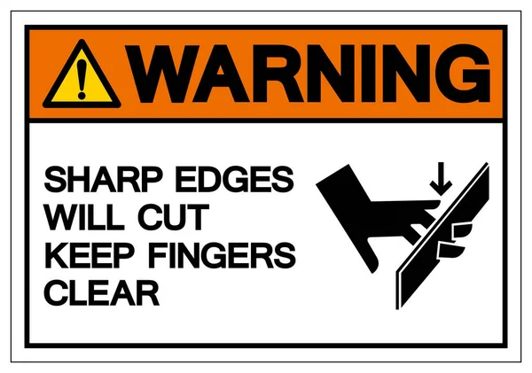 警告シャープエッジは 指をはっきりとしたシンボルサイン ベクトルイラスト 白の背景ラベルに孤立させます Eps10 — ストックベクタ