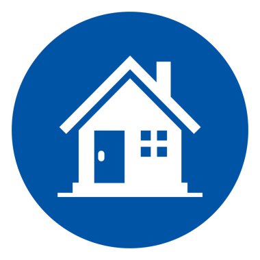 Beyaz Arkaplan Etiketinde İzole Edilmiş Ev Sembolü, Vektör İllüstrasyonu. EPS10 