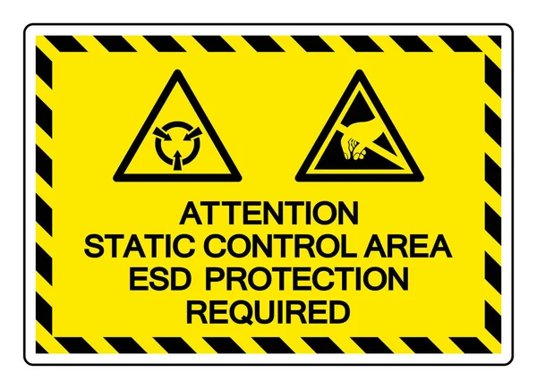 Attention Zone Contrôle Statique Protection Esd Requis Symbole Signe Illustration — Image vectorielle