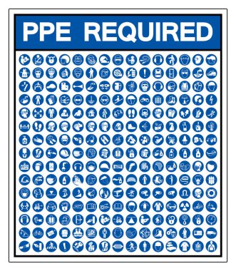 PPE Gerekli Sembol İşareti, Vektör İllüstrasyonu, Beyaz Arkaplan Etiketinde İzole EPS10 