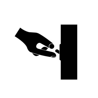 Siyah Simgeye Geç, Vektör İllüstrasyonu, Beyaz Arkaplan Etiketinde İzole Edildi. EPS10 