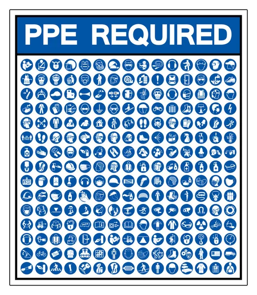 Set Ppe Required Symbol Sign Vector Illustration Isolated White Background — 스톡 벡터