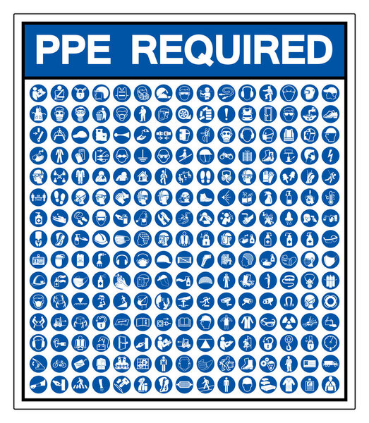 Set Of PPE Required Symbol Sign, Vector Illustration, Isolated On White Background Label .EPS10 