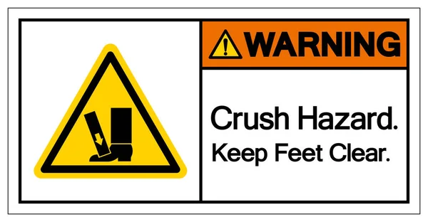 警告クラッシュハザードは足を維持明確なシンボルサイン ベクトルイラスト 白の背景ラベルに分離Eps10 — ストックベクタ