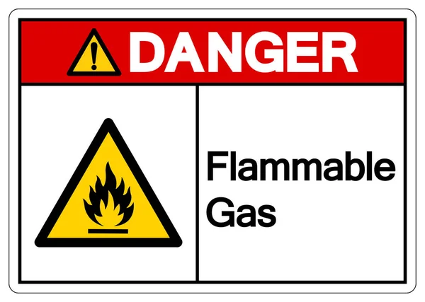 Simbolo Gas Infiammabile Pericoloso Illustrazione Vettoriale Isolato Etichetta Sfondo Bianco — Vettoriale Stock