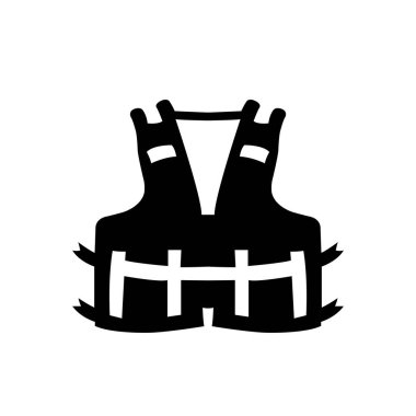 Life Jacket Siyah Simge, Vektör İllüzyonu, Beyaz Arkaplan Etiketinde İzole Edilmiş. EPS10 