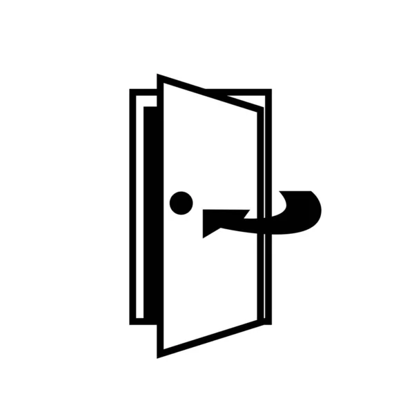 Halten Sie Tür Geschlossen Schwarzes Symbol Vektorillustration Isoliert Auf Weißem — Stockvektor
