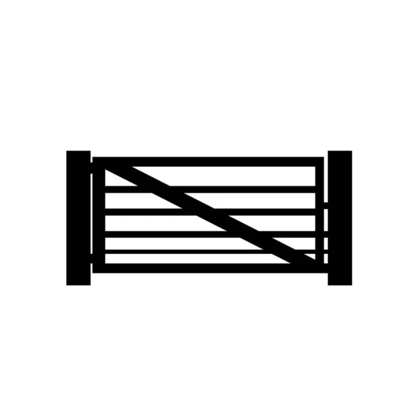 Houd Gate Closed Black Icon Vector Illustration Isolate White Achtergrondetiket — Stockvector