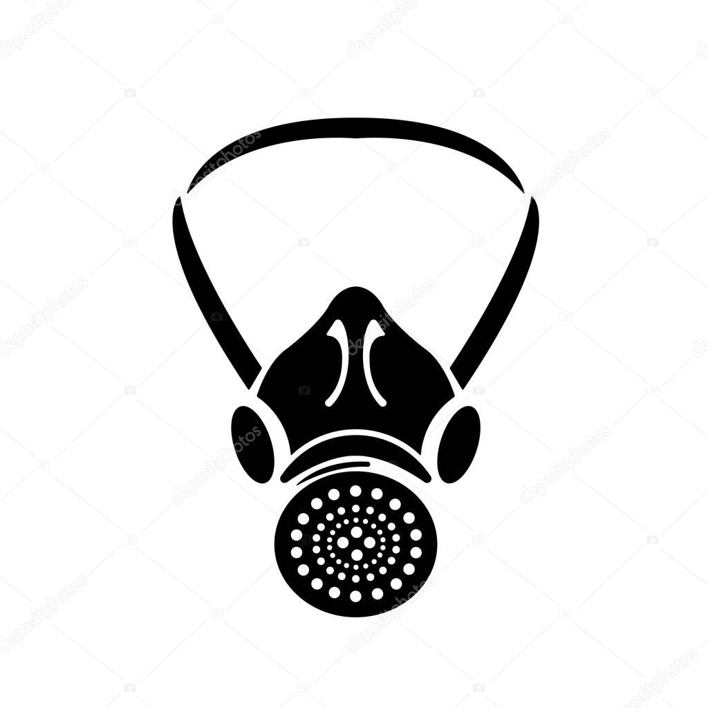 Respiratory Protection Black Icon, Vector Illustration, Isolate On White Background Label. EPS10 