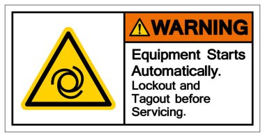 Warning Equipment Starts Automatically Lockout and Tagout before Servicing Symbol ,Vector Illustration, Isolate On White Background Label. EPS10  clipart