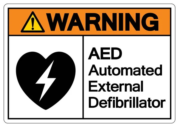 Ostrzeżenie Automatyczny Defibrylator Zewnętrzny Aed Symbol Znak Ilustracja Wektora Izolacja — Wektor stockowy