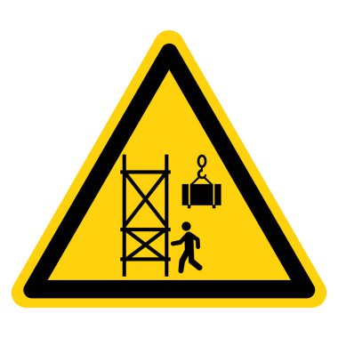 Warning Crane Operating Overhead Stay Out From Under Suspened Loads Symbol Sign, Vector Illustration, Isolate On White Background Label .EPS10  clipart