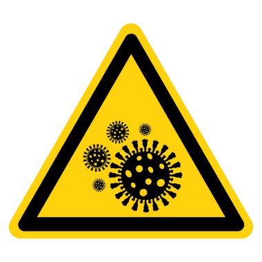 Uyarı Virüs COVID-19 Sembol İşareti, Vektör İllüstrasyonu, Beyaz Arkaplan Etiketinde İzole Edin. EPS10 