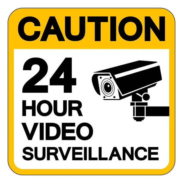 Waarschuwing Uur Video Surveillance Symbool Sign Vector Illustration Isolate White — Stockvector