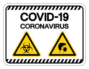Virüs COVID-19 Coranavirus Lütfen Maske Sembol İşareti, Vektör İllüzyonu, Beyaz Arkaplan Etiketinde İzole Edin. EPS10 