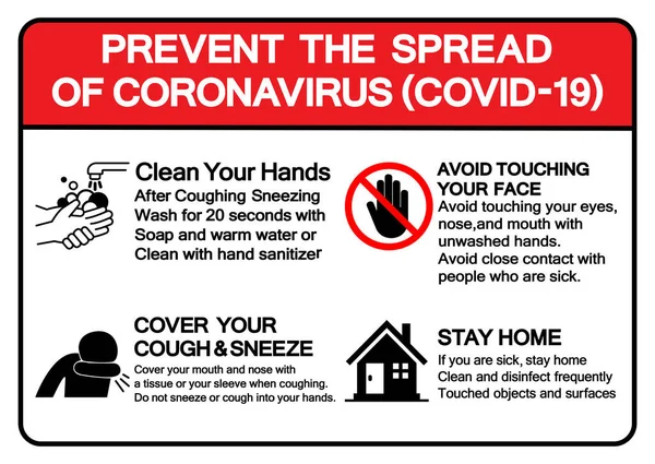 Prevenir Propagación Del Signo Símbolo Covid Coronavirus Ilustración Vectorial Aislar — Archivo Imágenes Vectoriales