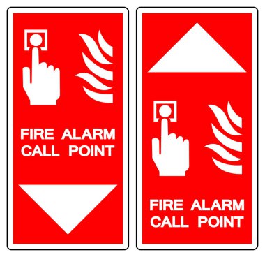 Yangın Alarm Noktası Sembol İşareti, Vektör İllüzyonu, Beyaz Arkaplan Etiketinde İzole Edin. EPS10  