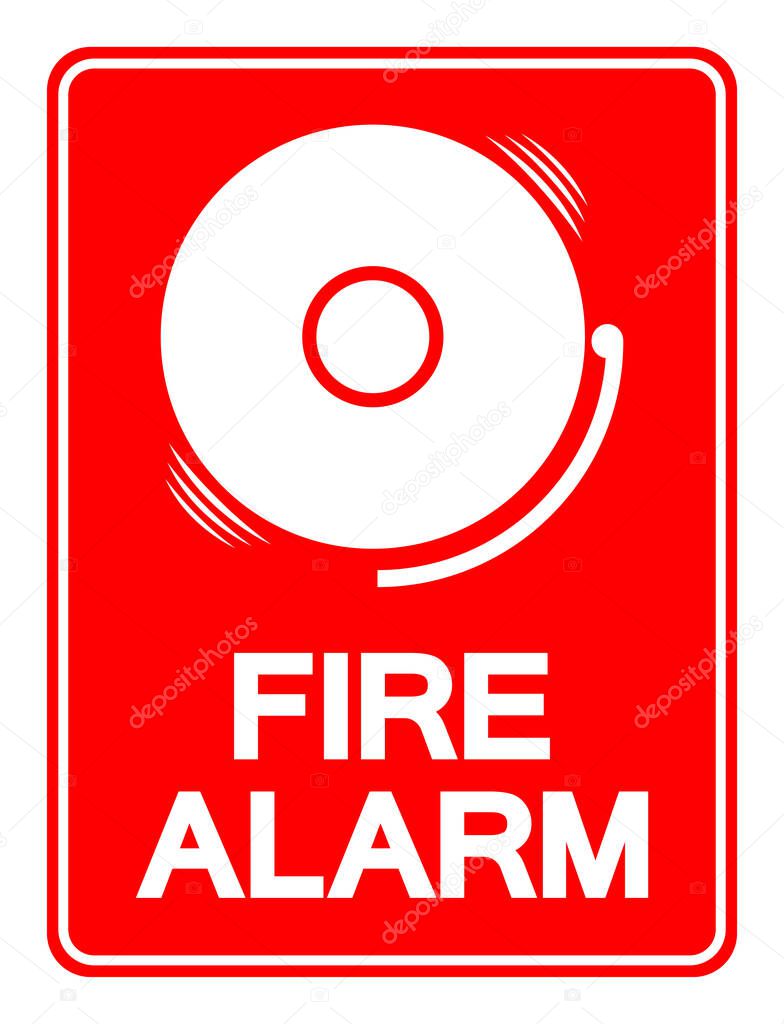 Señal de símbolo de alarma de fuego, ilustración vectorial, aislamiento