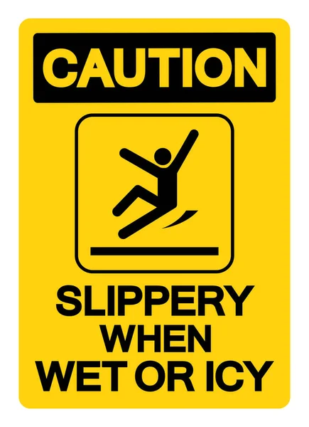 Caution Slippery Wet Icy Symbol Sign Vector Illustration Isolated White — Stock Vector