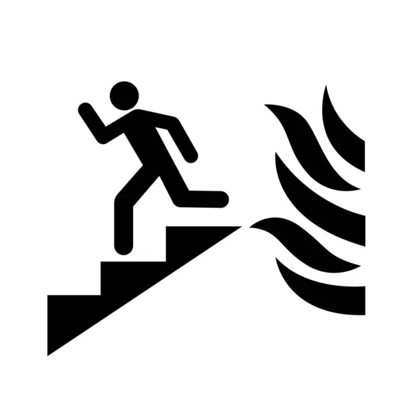 Abban Esetben Tűz Használata Lépcső Fekete Ikon Vektor Illusztráció Izolálni — Stock Vector
