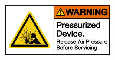 Uyarı Basınçlı Aygıt Hizmet Simgesi İşaretinden Önce Hava Basıncını Bırak, Vektör İllüstrasyonu, Beyaz Arkaplan Etiketinde İzole EPS10 