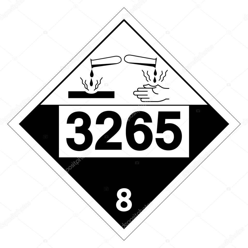Corrosive Liquid UN3265 Symbol ,Vector Illustration, Isolate On White Background Label. EPS10 