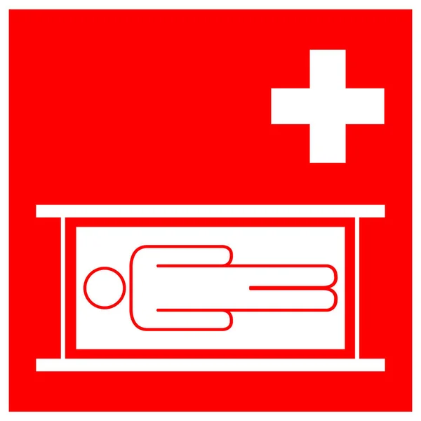 Signe Symbole Civière Urgence Illustration Vectorielle Isolement Sur Étiquette Blanche — Image vectorielle