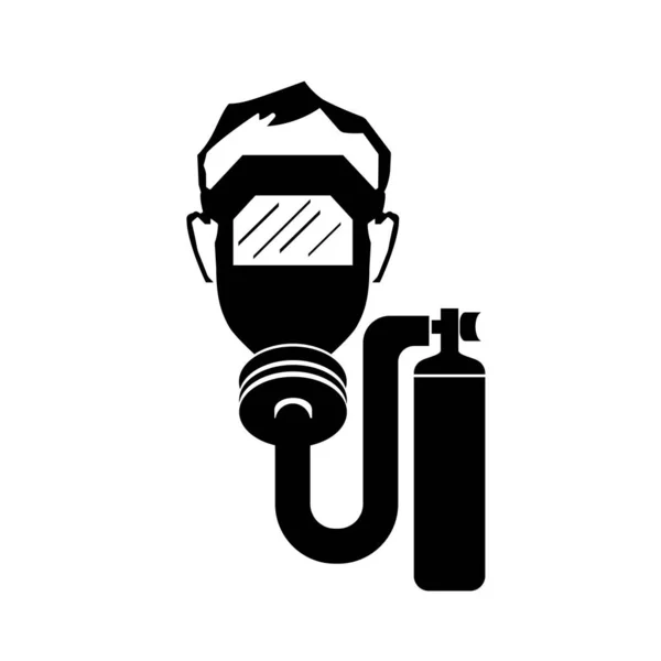 Wear Breathing Apparatus Area Black Icon Vector Illustration Isolate White — Stock Vector