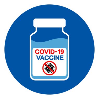 Covid-19 Aşı Sembol İşareti, Vektör İllüstrasyonu, Beyaz Arkaplan Etiketinde İzole Edilmiş. EPS10