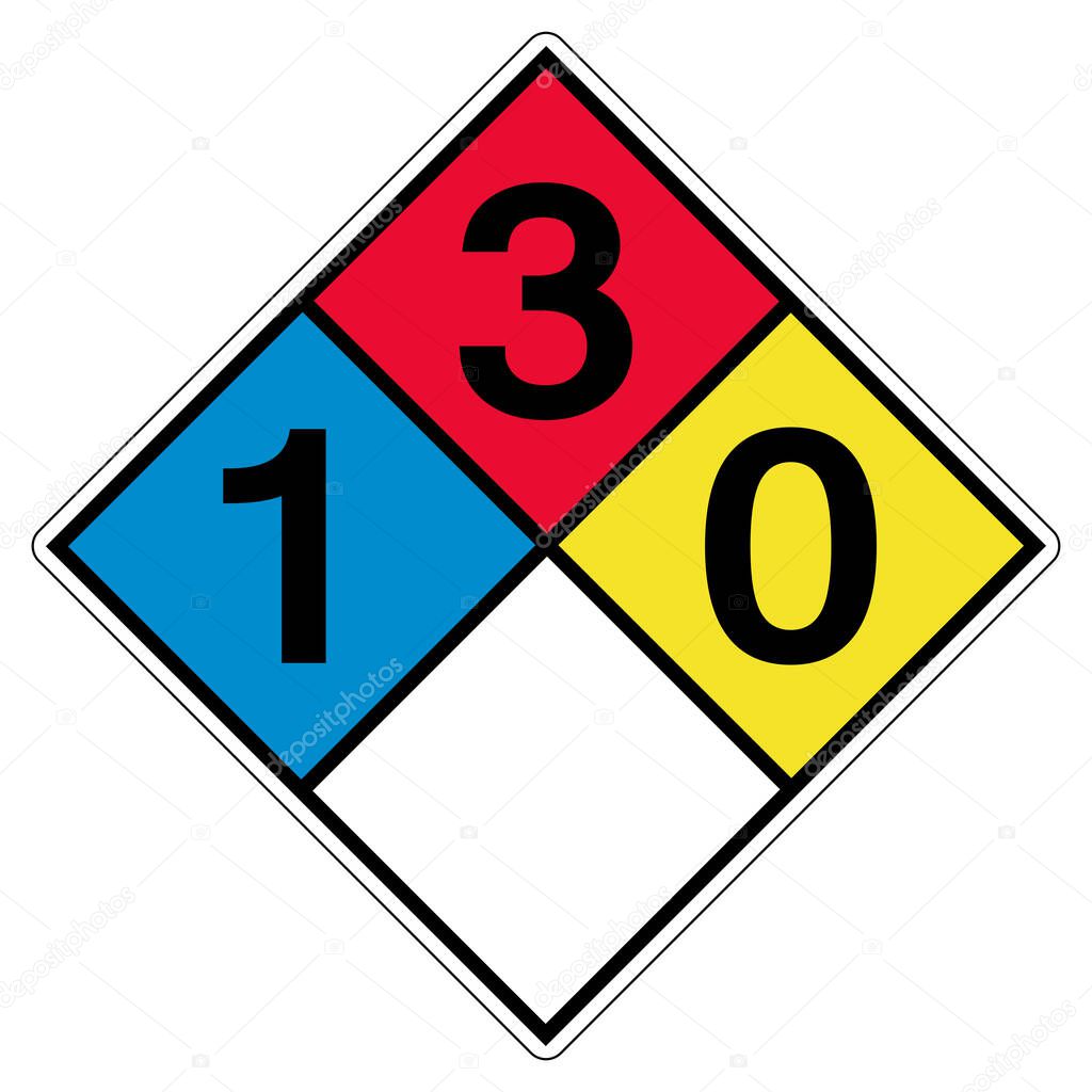 NFPA 704 1-3-0-0 Symbol Sign, Vector Illustration, Isolate On White Background Label. EPS10 