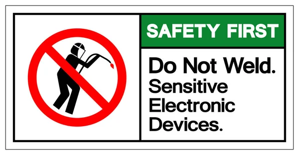 Sécurité Abord Soudez Pas Signe Symbole Sensible Dispositifs Électroniques Illustration — Image vectorielle