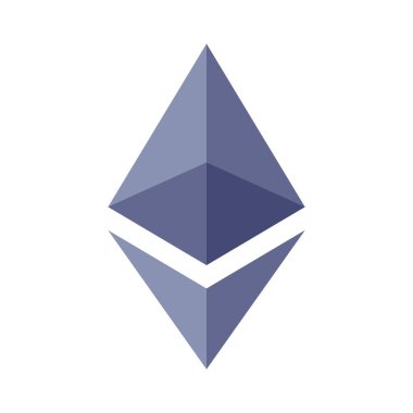 Crypto Ethereum Sembol İşareti, Vektör İllüstrasyonu, Beyaz Arkaplan Etiketinde İzole EPS10. 
