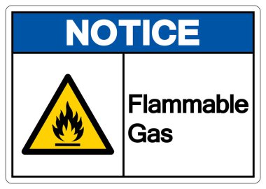 Dikkat edin, Yanıcı Gaz Sembolü, Vektör İllüstrasyonu, Beyaz Arkaplan Etiketinde İzolasyon. EPS10 