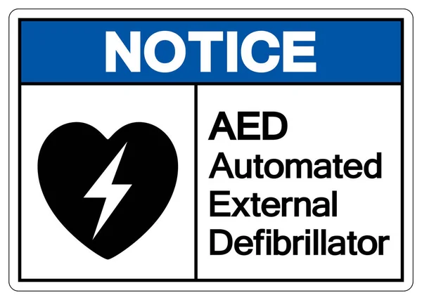 Informacja Zautomatyzowany Defibrylator Zewnętrzny Aed Symbol Ilustracja Wektora Izolacja Białym — Wektor stockowy