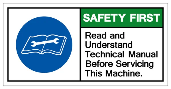 Safety First Read Understand Technical Manual Servicing Machine Symbol Sign — Stock Vector