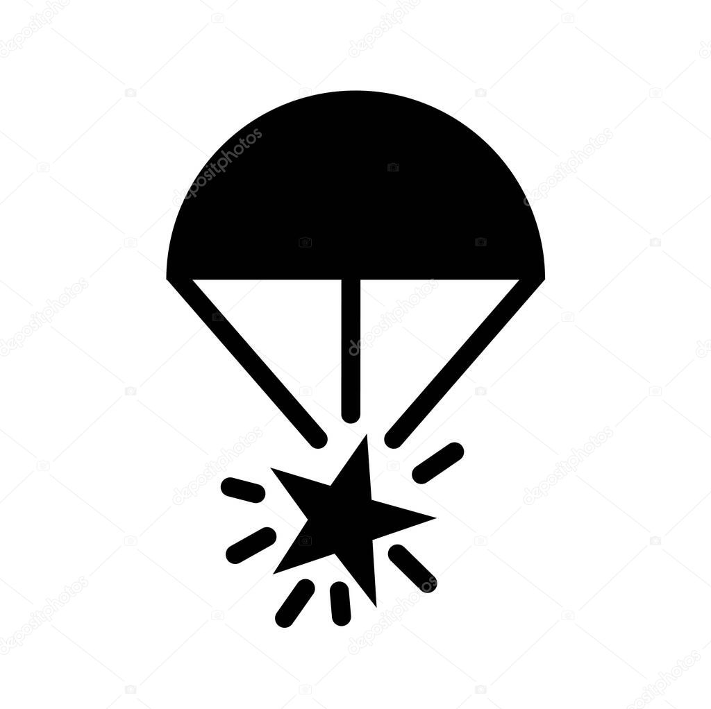Rocket Parachute Flare Black Icon ,Vector Illustration, Isolate On White Background Label. EPS10 