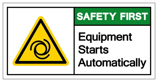 Safety First Equipment Starts Automatically Symbol Vector Illustration Isolate White — Stock Vector