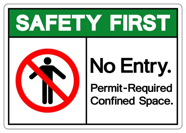 Safety First Entry Permit Required Confined Space Symbol Sign Vector — Stock Vector