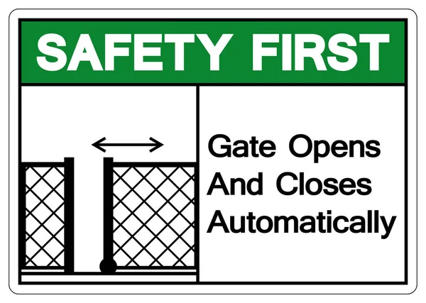 Safety First Gate Opens Closes Automatically Symbol Sign Vector Illustration — Stock Vector